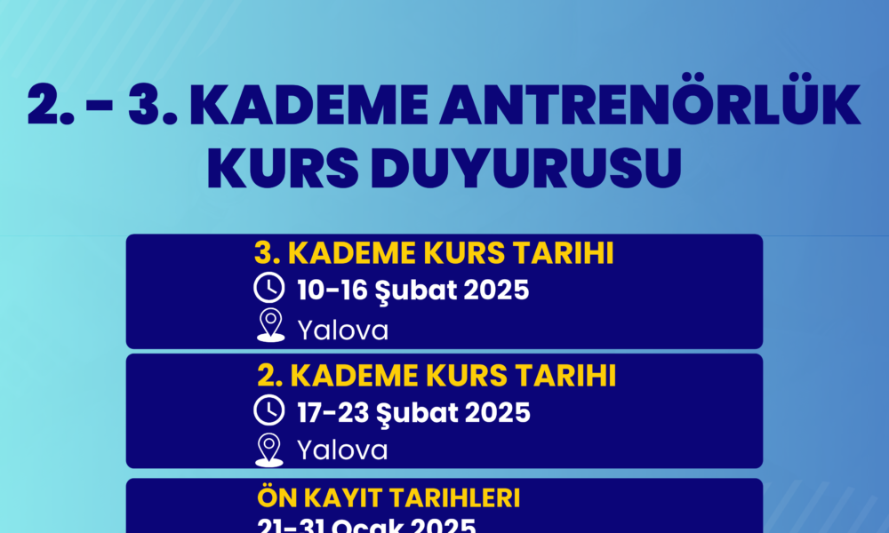 2.Kademe Temel ve 3. Kademe Kıdemli Antrenör Uygulama Eğitim Kursu Duyurusu