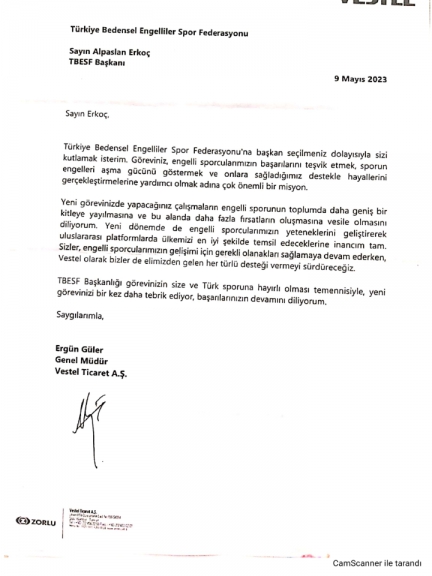 Vestel’den Erkoç’a Tebrik